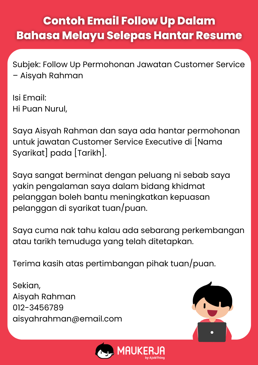 Contoh Email Follow Up Dalam Bahasa Melayu Selepas Hantar Resume